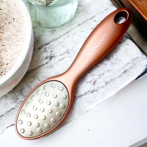 Foot File Callus Remover for Feet | Removes Hard Skin, Leaves Feet Smooth | LUXE Collection - Rose Gold 360 round