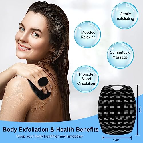 Body Scrubber for Bathing - Dead Skin Remover, Premium Super Soft Silicone Body Shower Scrub - 1 Pc (Black)