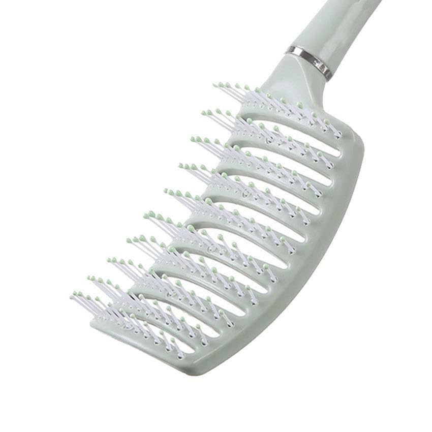Detangler Paddle Hair Brush CURVED & VENTED For All Hair Types (Green)
