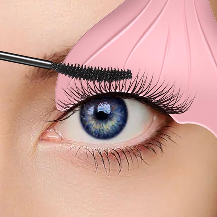 Eyeliner Mascara Shield Applicator Guard Wand, Reusable Mermaid Eye Stencils Makeup Aid Tool, 3 in 1 Soft Silicone Eyelash Applicator Tool, Eyebrow Comb