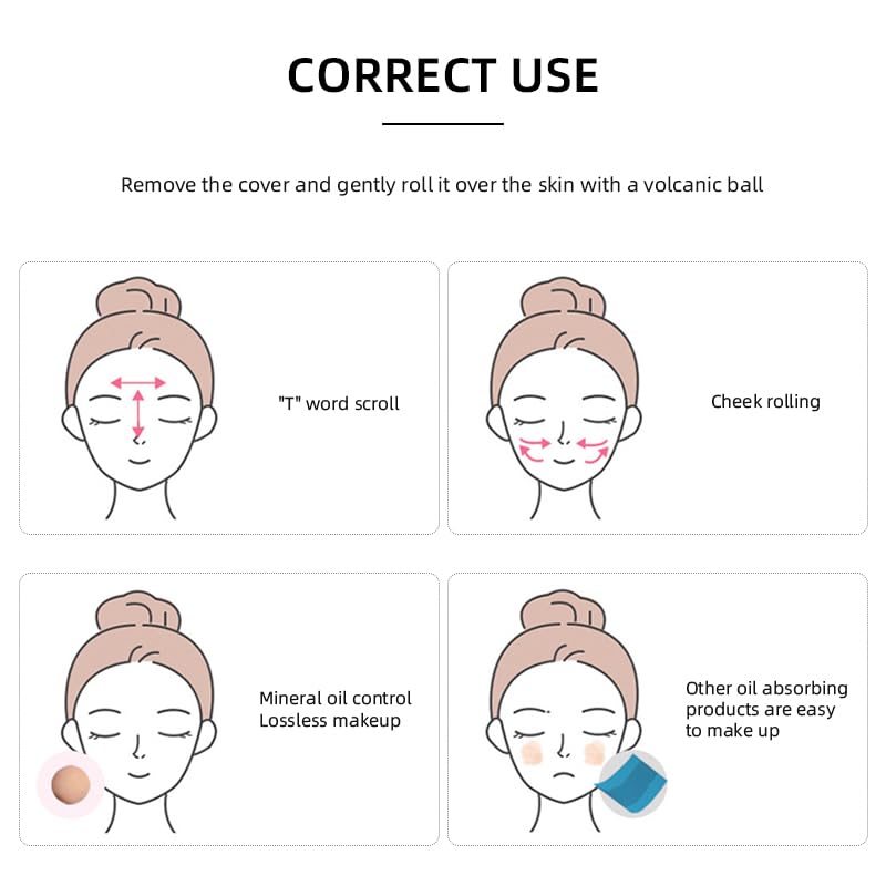 Oil Absorbing Volcanic Roller | Oil Control On-The-Go | REAL Volcanic Stone Face Roller, Portable & Reusable for Instant Results, Remove Excess Shine from Oily Skin - Double Sided (Pink)
