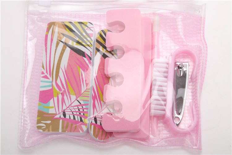 Manicure and Pedicure Kit for Women for Hand & Foot Care with Nail Cutter, Nail File, Toe Separators, Sand Paper, Cleaning Brush, Trimmer and Cuticle Finger Care Grooming Kit for Men & Women - 6 in 1 Kit (Pink)
