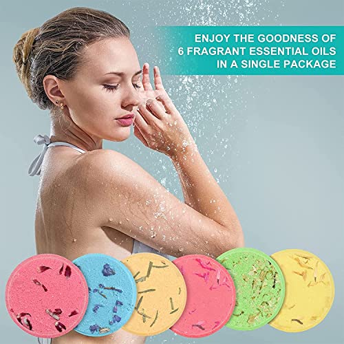 Aromatherapy Shower Steamers - Bath Fizzies with Essential Oils for Relaxation - Lavender, Rose, Chamomile, Mint & Sea Salt, Lemon Sage, Jasmine - 6*40 gram each