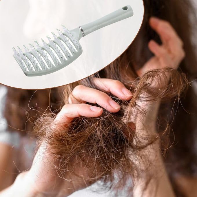 Detangler Paddle Hair Brush CURVED & VENTED For All Hair Types (Green)