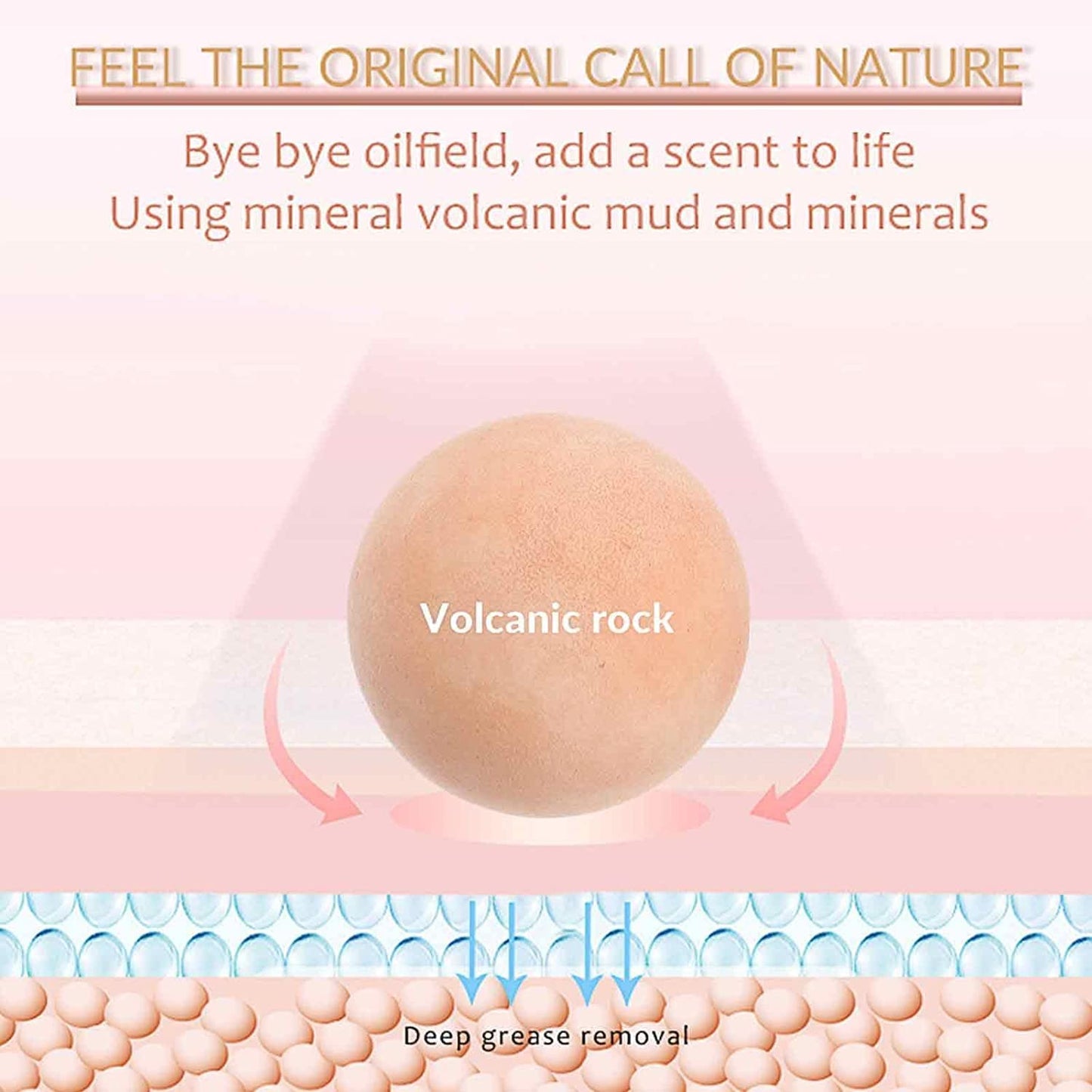Oil Absorbing Volcanic Roller | Oil Control On-The-Go | REAL Volcanic Stone Face Roller, Portable & Reusable for Instant Results, Remove Excess Shine from Oily Skin - Double Sided (Pink)