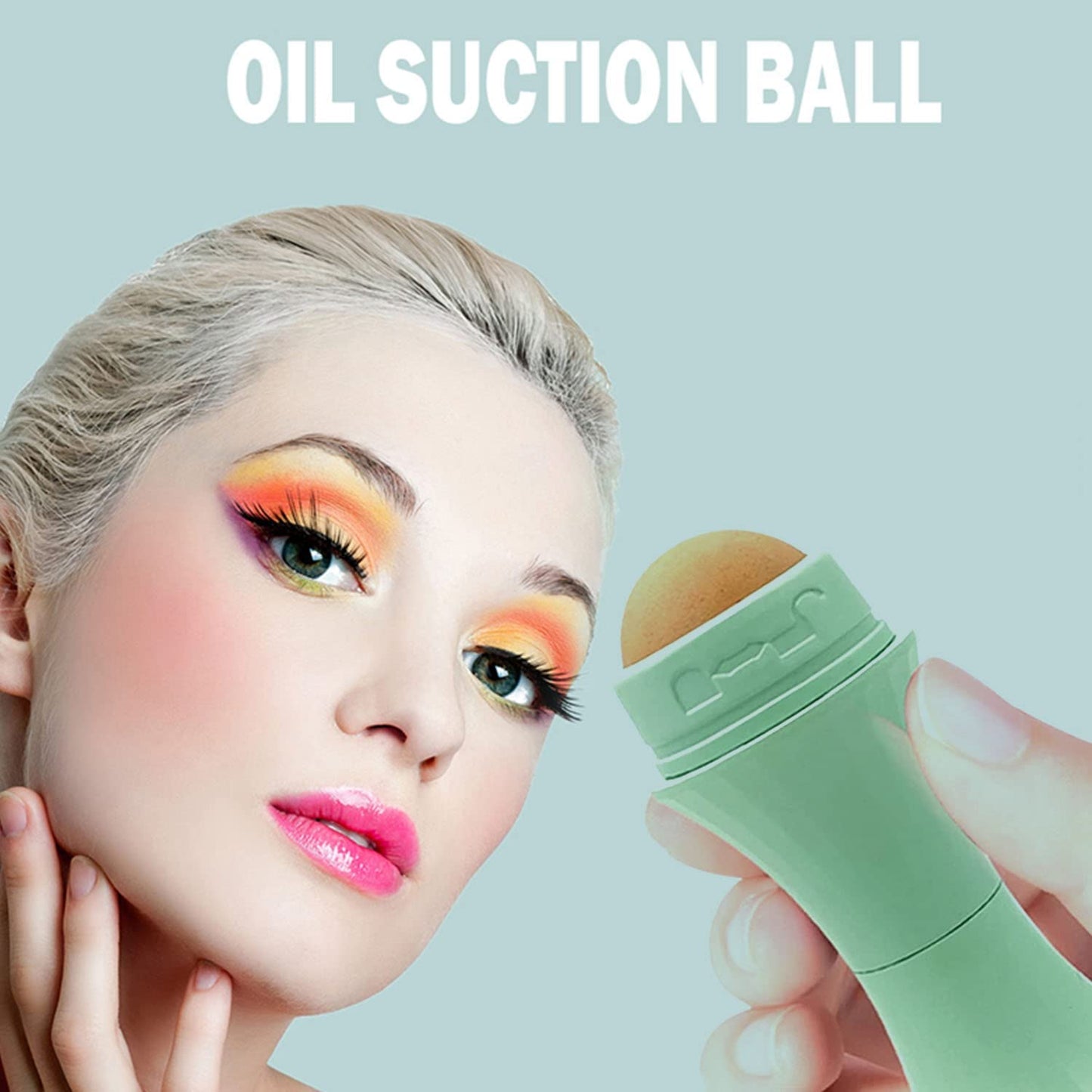 Oil Absorbing Volcanic Roller | Oil Control On-The-Go | REAL Volcanic Stone Face Roller, Portable & Reusable for Instant Results, Remove Excess Shine from Oily Skin - Double Sided (Pink)