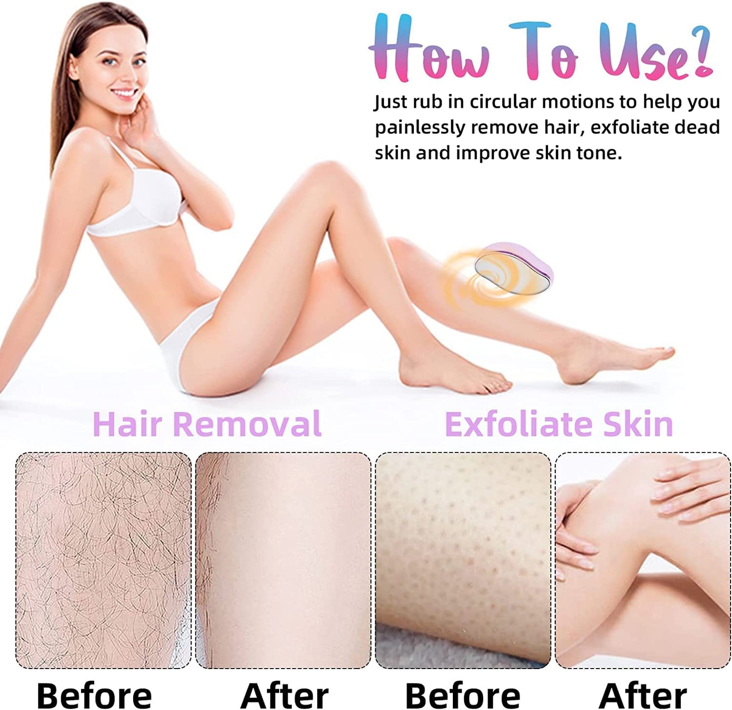 Hair Remover for Women and Men - Reusable Crystal Hair Remover Epilator