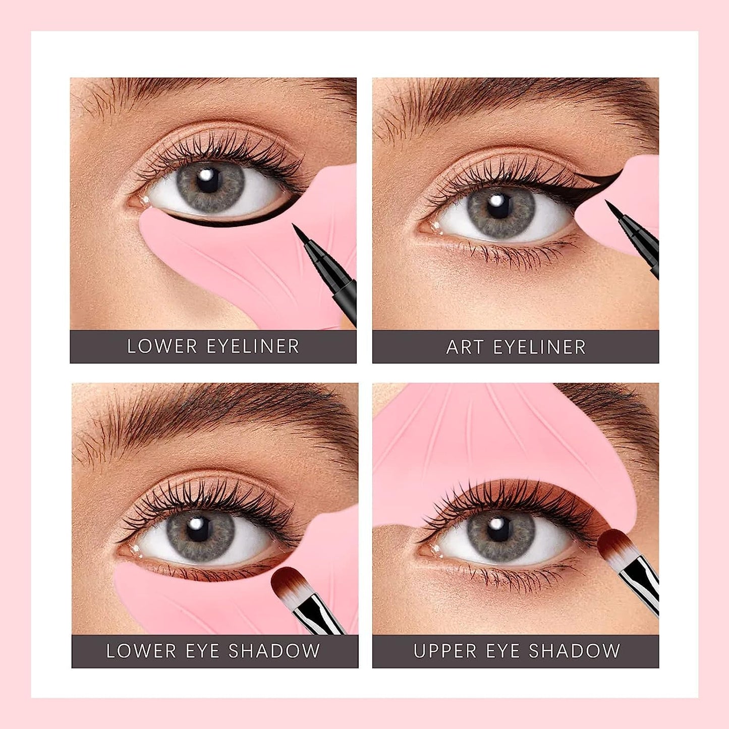 Eyeliner Mascara Shield Applicator Guard Wand, Reusable Mermaid Eye Stencils Makeup Aid Tool, 3 in 1 Soft Silicone Eyelash Applicator Tool, Eyebrow Comb