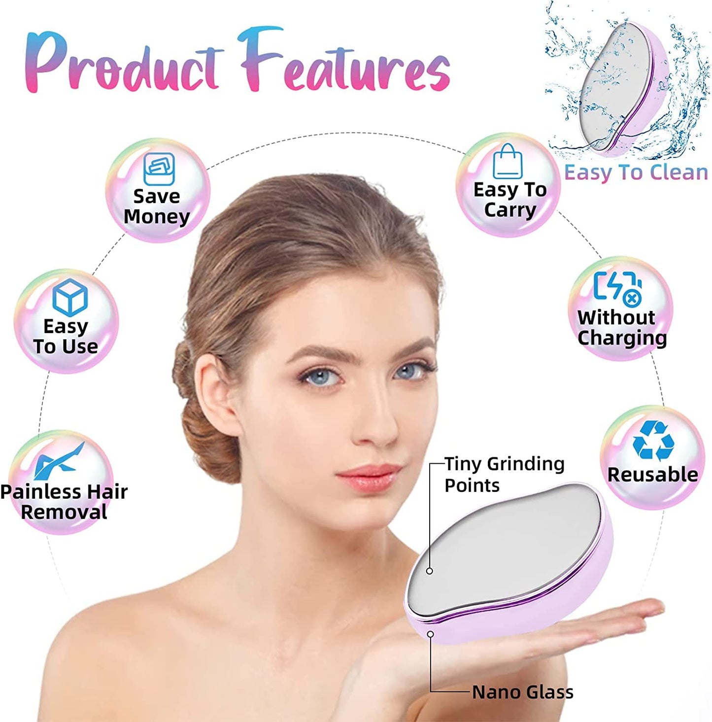 Hair Remover for Women and Men - Reusable Crystal Hair Remover Epilator