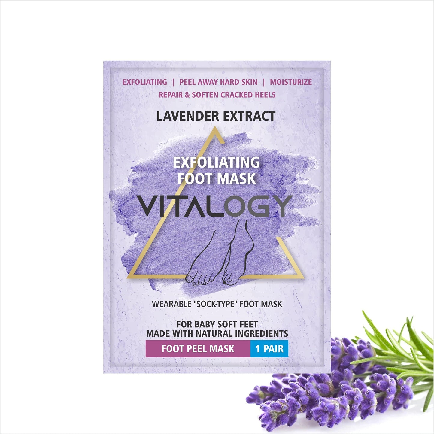 Foot Peel Mask for Dead Skin Removal | Exfoliating Pedicure Essential | Make Your Feet Baby Soft, Repair Rough Heels - Lavender (1 Pair)