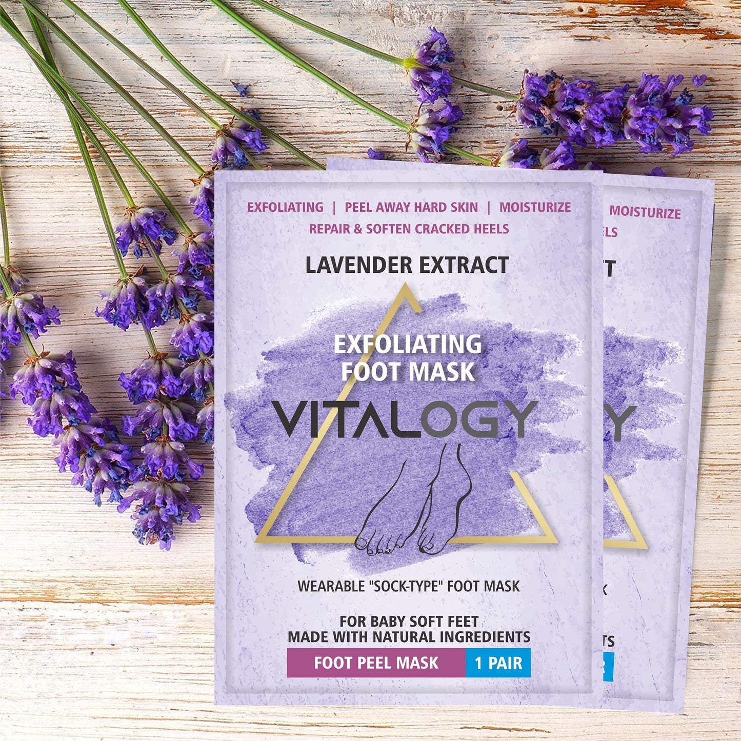 Foot Peel Mask for Dead Skin Removal | Exfoliating Pedicure Essential | Make Your Feet Baby Soft, Repair Rough Heels - Lavender (1 Pair)
